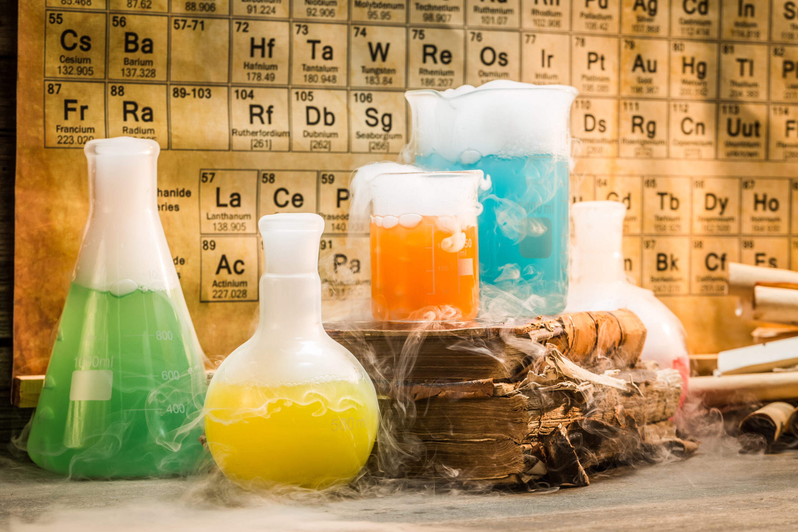 Dynamic reaction in chemical old school laboratory