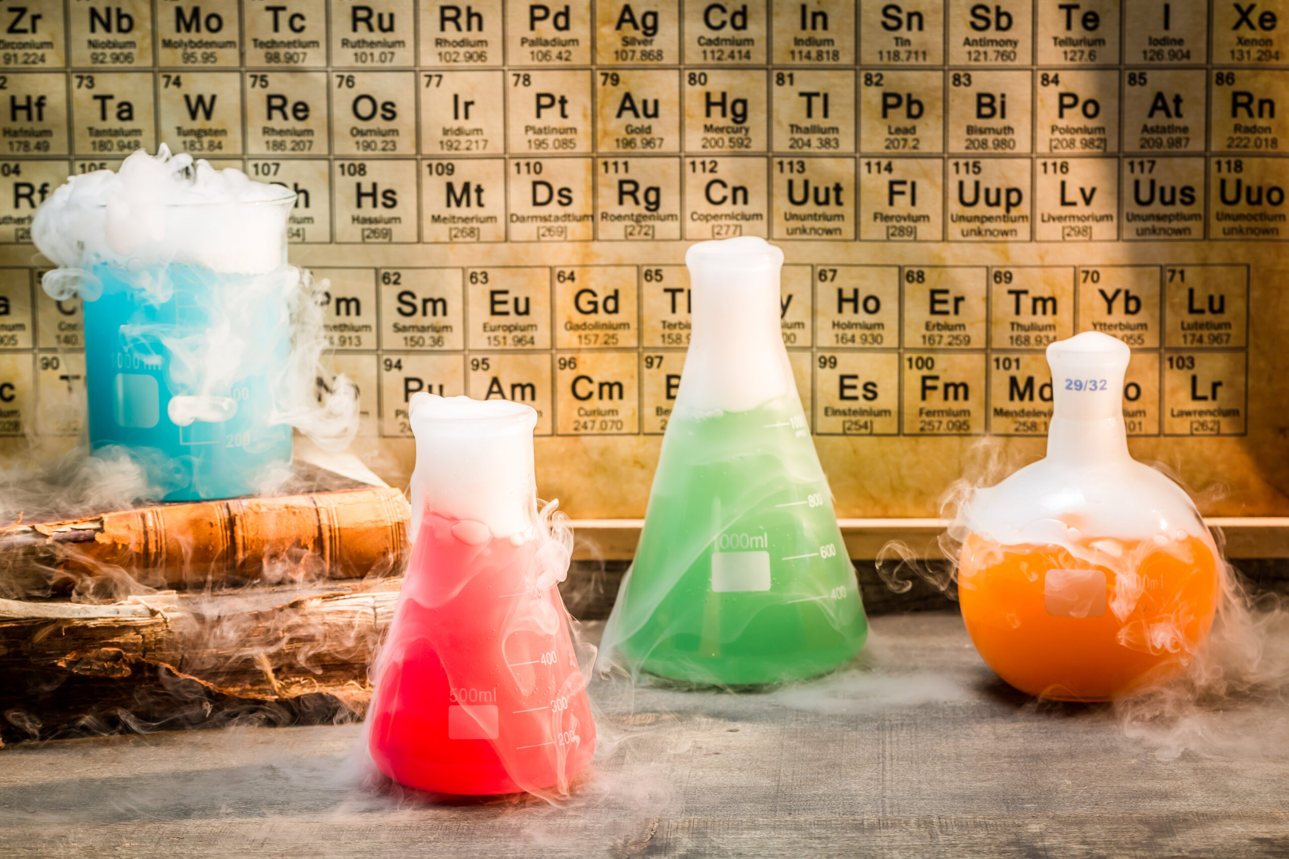 Old chemical lab during the experiment in school